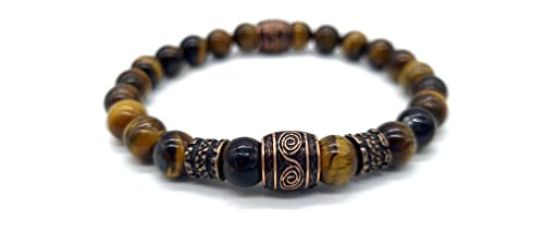 Nahle | Wikinger Armband | Tigerauge 8mm Viking Stretch- Armband | handgemachtes Perlenarmband | mit edler...