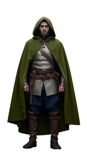 CNVAUIE Renaissance Kapuzenmantel Mittelalterliche Kostüme Herren Kapuzenmantel Hexenmantel Halloween Kostüme...