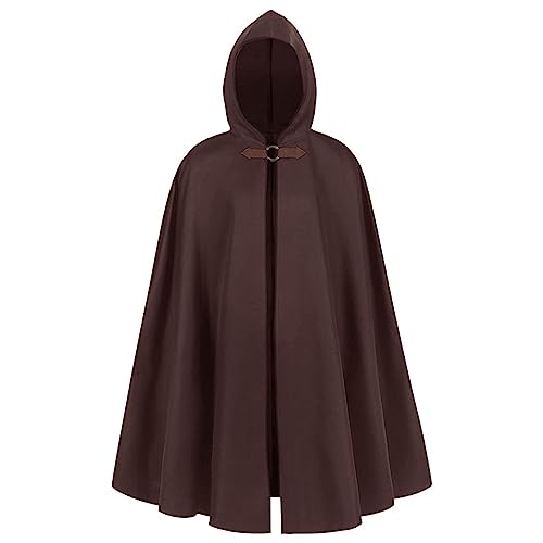Mittelalter Umhang Burkhard mit Kapuze Damen Herren Zauberer Kostüm Kleidung LARP Wikinger Halloween