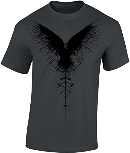Wikinger Shirt Herren : Schattenrabe - Rabe T-Shirt Wikinger Geschenke für Männer - Wikinger Kleidung (L)