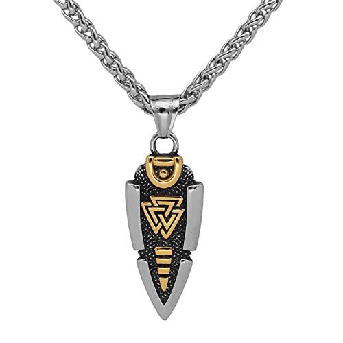 DFWY Nordische Mythologie Odins Speer Halskette – Gungnir Pfeilspitzen Anhänger Aus Edelstahl Für Herren – Vintage...