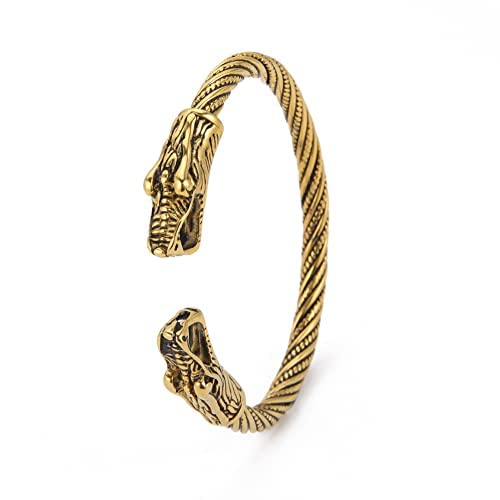 SIPURIS Wikinger-Armband für Herren doppelter Drachen Schlange nordischer Wikinger Armringe verstellbar offener Armreif...