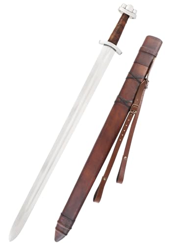 Battle-Merchant Frühes Wikingerschwert Godfred mit Scheide | Deko Schwert der Wikinger, 8. Jh. | Echt Metall Schwert...