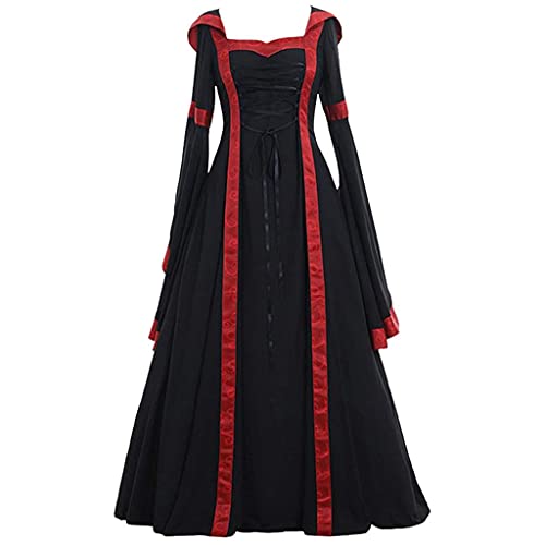 Kleid Damen Mittelalter Kostüm Renaissance Party Gothic Langarm Kleidung Cosplay Kleider Retro Maxikleid Karneval...