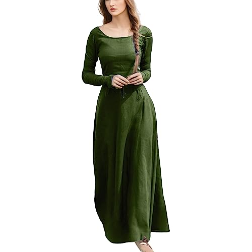 Wikinger Kleidung Damen, Sommer Retro Mittelalter Kleid Renaissance Kleid Steampunk Große Größen Bound Waist...