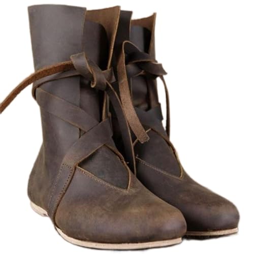 Mooke Renaissance-Ritter-Jäger-Stiefel Für Frauen/Männer - Retro-Mittelalter-Schnür-Punk-Stiefel -...