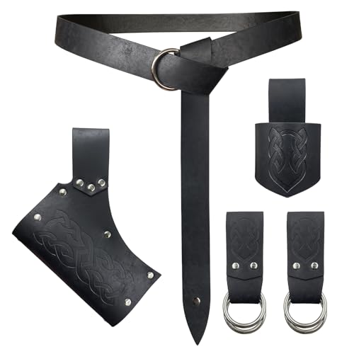 HiiFeuer 5 Stück Mittelalter Gürtel Kostüm Zubehör Renaissance Rock Wanderung Wikinger Horn Gürtel Holster Dolch...