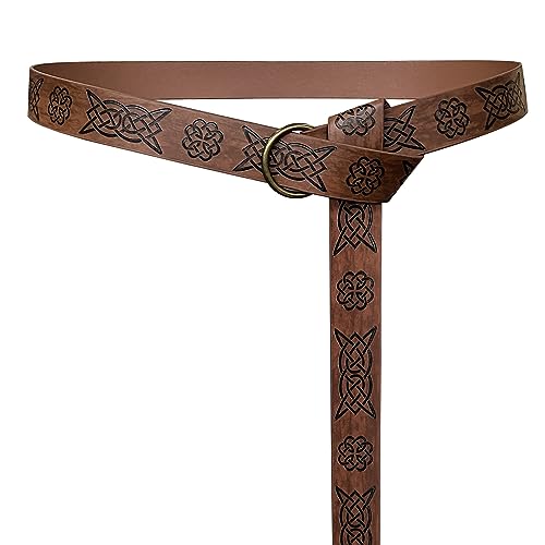 JAOYU Mittelalterlicher Wikingergürtel für Männer Renaissance Rittergürtel Geprägter Pu Leder O Ring Gürtel...