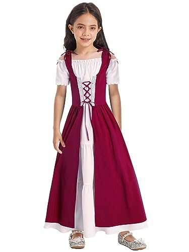 iEFiEL Mädchen Mittelalter Kostüm Renaissance Kleidung Kinder Wikinger Kostüm für Halloween Karneval Fasching...