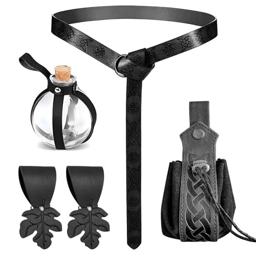 RoserRose Halloween Nekromanten Anzug, Mittelalter Kleidung, mit 250ml Zaubertrank FläSchchen, Mittelalter GüRtel,...