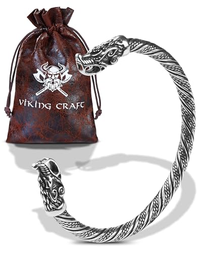 VIKING CRAFT Wikinger Schmuck Edelstahl - Fenrir Armband Herren - Armreif, Deko, Mittelalter, Geschenke Männer, LARP...