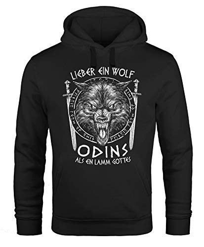 Neverless Hoodie Herren Lieber EIN Wolf Odins als EIN Lamm Gottes nordische Mythologie Wikinger Print Aufdruck schwarz...