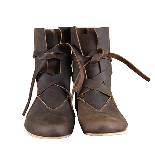 SIULAS Mittelalterliche PU Leder Ritter Stiefel Renaissance Mittelalter Cosplay Stiefel Herren Frauen Vintage Stiefel...