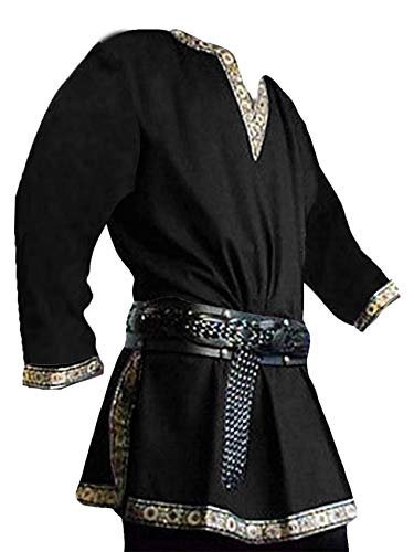 Runcati Herren Mittelalter Kostüm Renaissance Pirat Halloween Wikinger Tunika Ritter Cosplay Krieger LARP Hemden...
