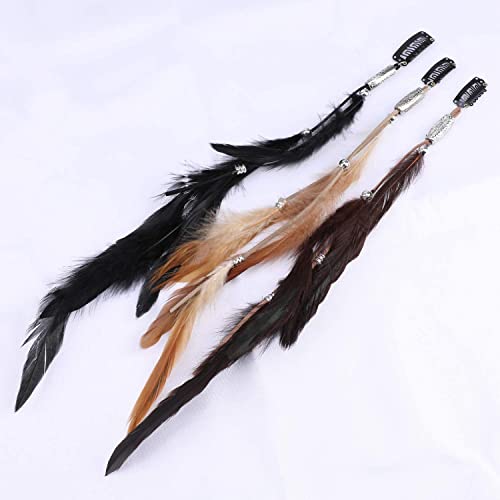 Boho Federn Haarschmuck Clip, Hippie Kopfschmuck mit Pfauenfedern,Indianer Federn Haarschmuck,Clip-In Feder Haarspange...