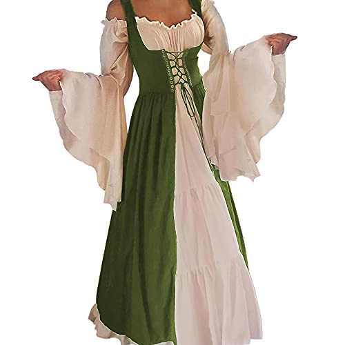 Aibaowedding Renaissance Kleid Damen Mittelalter Kleid Mittelalter Kostüme Damen(grün,l/xl)