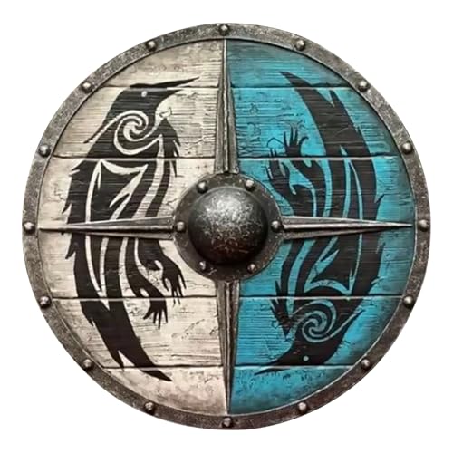 Wikinger Schild, Wikinger Mittelalter Schild für Erwachsene, Wikinger-Rundschild, Rundschild aus, Dekoratives Schild...